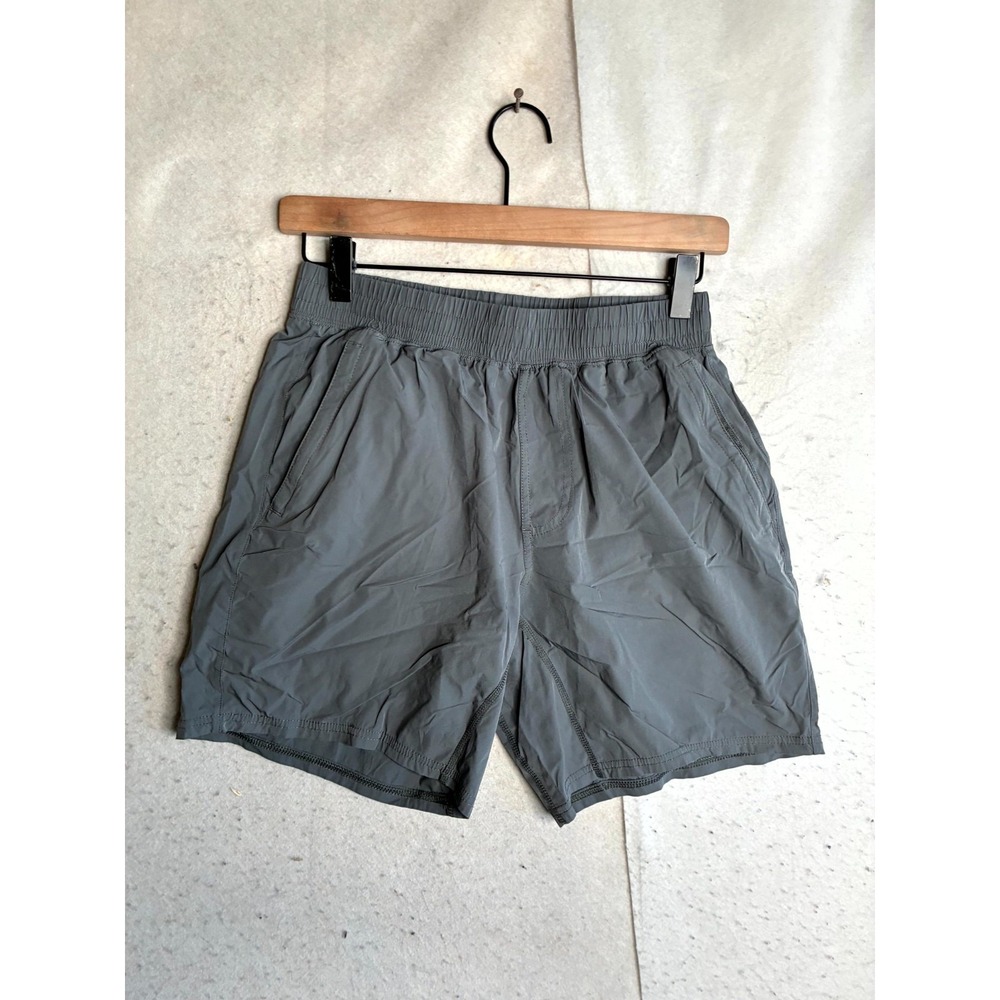 Barbell Shorts Men 26W Gray Regular Fit Flat Front Comfort Elastic Waist Pull On